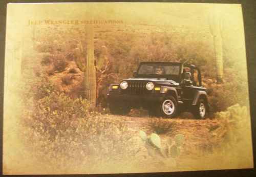 2005 jeep wrangler dealer sales brochure 4x4  specifications rare!