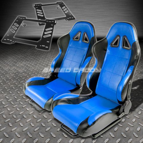 Pair type-5 reclining black blue woven racing seat+bracket for 97-06 wrangler tj