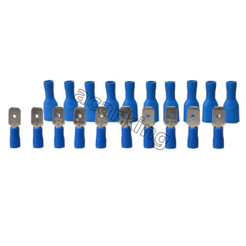 10 pairs 20x blue fully insulated spade electrical crimp wire connector terminal