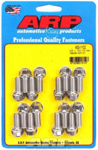 Arp header bolts hex head 3/8&#034; wrench stainless polished chevy ford set of 16