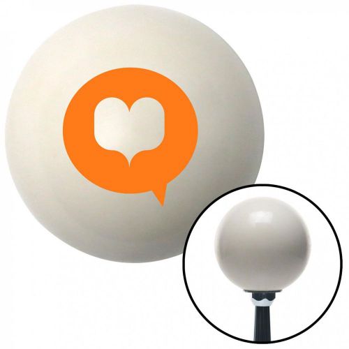 Orange heart in quote bubble ivory shift knob with 16mm x 1.5 insertresin