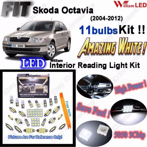 11bulbs led interior light kit xenon white room lamp for skoda octavia 2004-2012