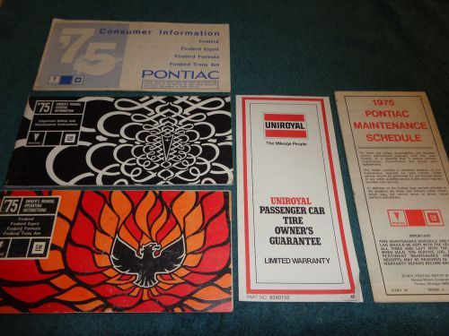 1975 pontiac trans am / firebird + owner&#039;s manual set++ original guide book set