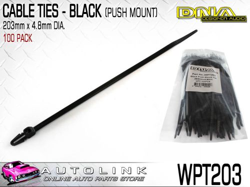 Dna cable ties 203mm x 4.8mm black with push mount clip (pack of 100) wpt203