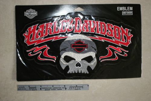 Harley davidson  embroidered patch with skulls &gt; mc biker &gt; 9.5&#034; x 5&#034; emblem