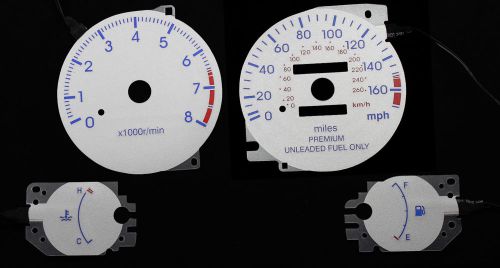 170mph new silver gauge glow reverse overlay faces for 95-99 mitsubishi eclipse