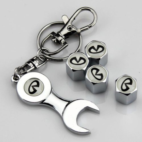 4x auto car tyre stems air cover valve caps + wrench keychain for gift new