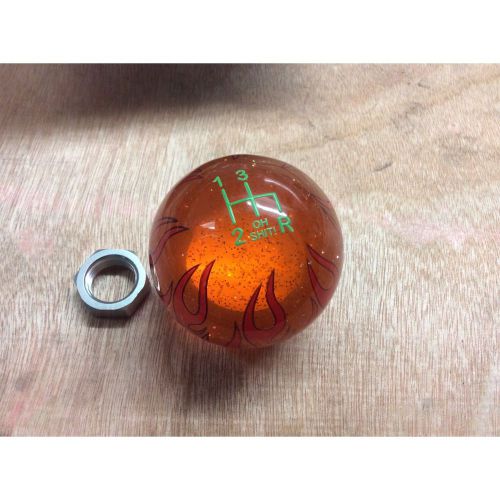 Orange flame custom shift knob translucent w/ metal flake street rod no reserve