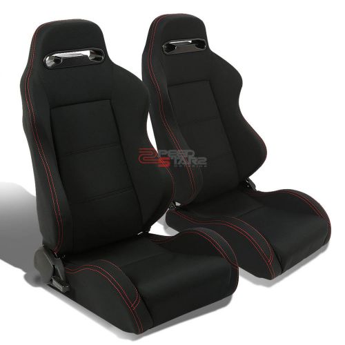 Red stitch sport cloth fully reclinable black racing seats+adjustable sliders