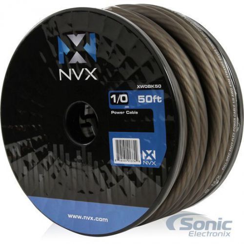 New! nvx xw0bk50 50 ft true 0 gauge 100% ofc frosted black power/ground wire