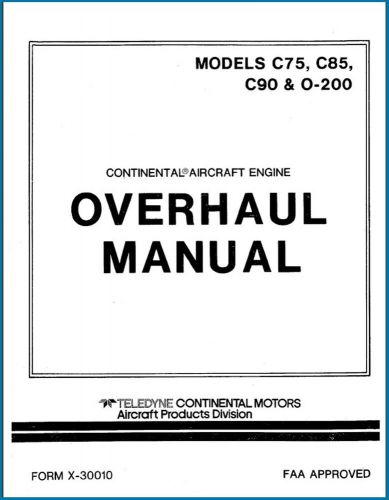 Continental engines c75 c85 c90 o200 service overhaul operator parts manuals cd