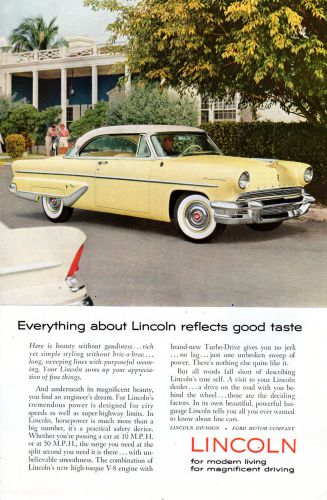 Vintage original  1955  lincoln  capri  hardtop  advertisement - 6 1/2 &#034; x 10 &#034;