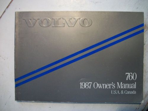 1987 volvo 760 owner&#039;s manual. good cond. clear no owner info.