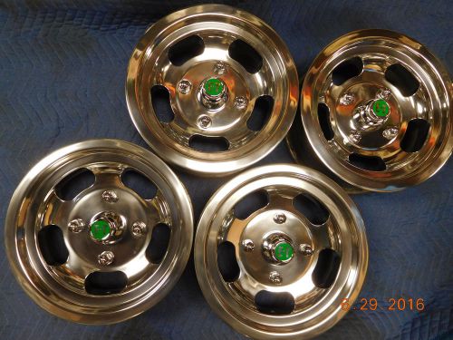 Set/4 polished slot mag wheels 4-lug vw bug porsche 68-up mags 13x5-1/2&#034; beetle