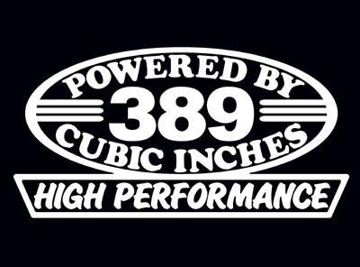 2 high performance 389 cubic inches decal set hp v8 engine emblem stickers