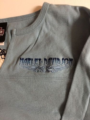 Harley davidson t-shirt, blue, 3/4 sleeve, from beaumont tx, size xl (ladies)