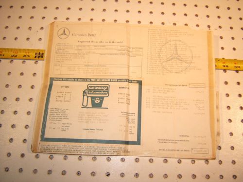 Mercedes 1992 w201 190e 2.3l original mbz dealer  window oem 1 sticker,$33,420