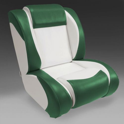 Deluxe ivory/green marine vinyl boat bucket / drivers seating seat chair new