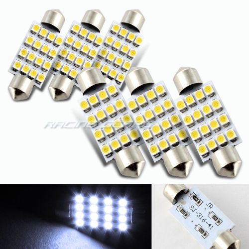 6x 41mm 16 smd white led panel interior replacement dome light lamp festoon bulb