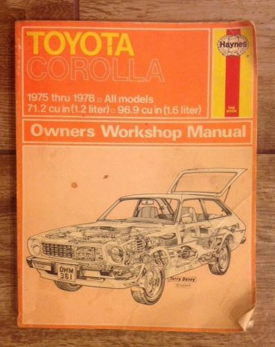 1975 1976 1977 1978 toyota corolla repair manual by haynes