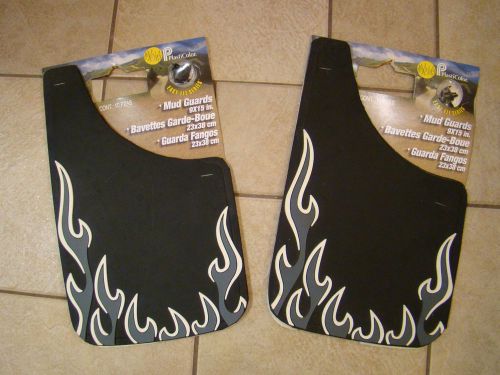 Nip flame mud guards by plasticolor, black with grey and white flames -two pair