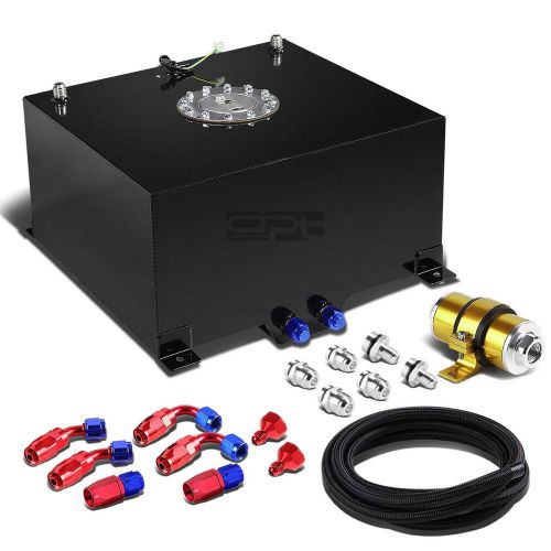 10 gallon/38l aluminum fuel cell tank+oil feed line+30 micron inline filter gold