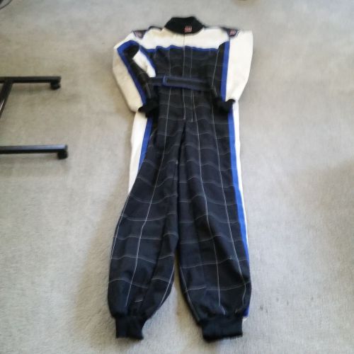 K1 racing suit size 60 black white blue euc