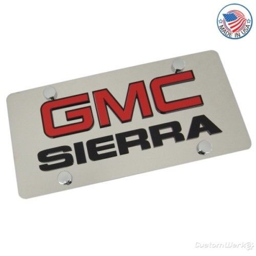 Gmc logo + sierra name stainless steel license plate