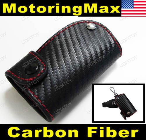 Black carbon fiber pattern leather remote smart key fob holder cover: a