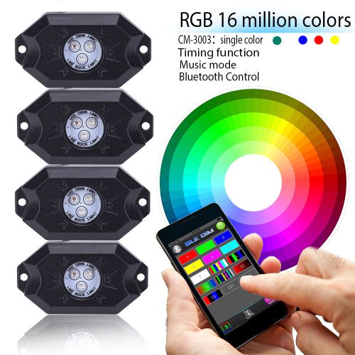 4pcs rgb rock light bluetooth music control car off road truck jeep suv atv boat