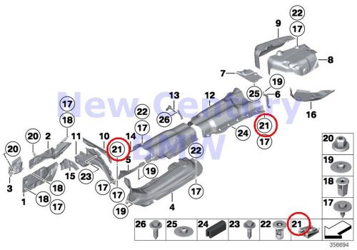 4 x bmw genuine c-clip for plastic nut ts5 f01 f01n f02 f02n f04 f06 f06n f07 f0