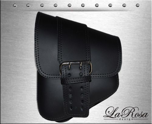 La rosa black leather big strap harley softail rigid left swing arm saddle bag