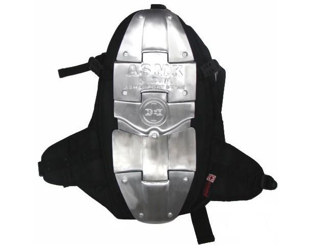 Motorcycle aluminum armor backpack back pack spine protector black riding bag