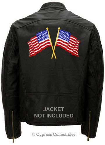 American flags crossed patch embroidered biker large usa embroidered iron-on us