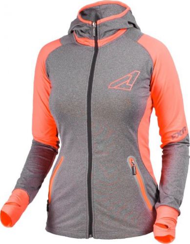 Fxr clash womens active zip up hoodie gray heather/electric tangerine orange