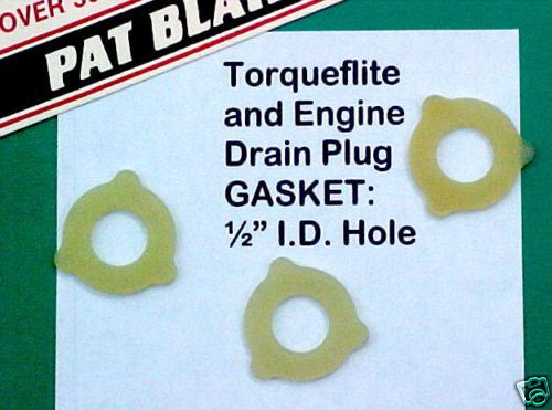 Torqueflite 727 &amp; 904 oil pan drain plug gaskets (3 pieces), engines also - new