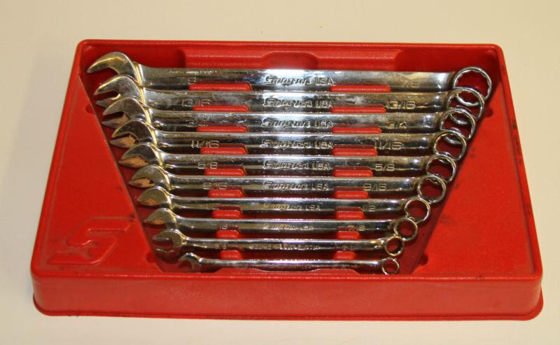 Snap-on metric flank drive wrench set standard 5/16 - 7/8 combination wrench