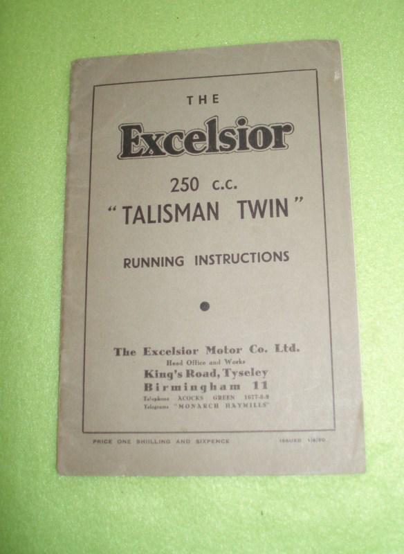 1950's excelsior 250 talisman twin t.t.1. running instructions owner's manual