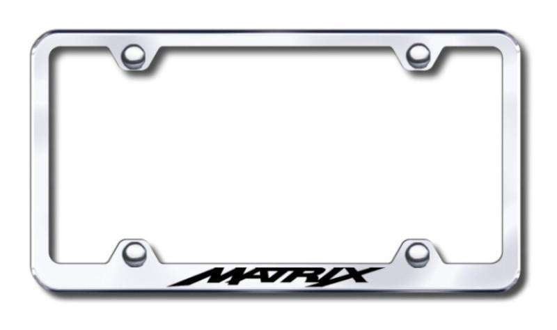 Toyota matrix wide body  engraved chrome license plate frame -metal made in usa