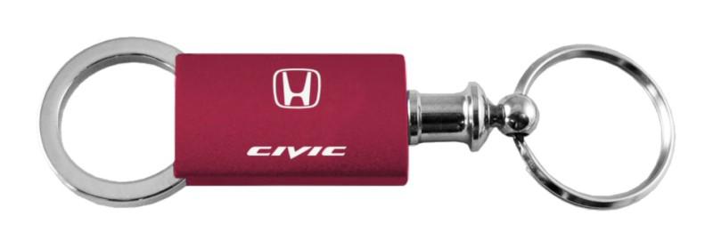 Honda civic burgundy anodized aluminum valet keychain / key fob engraved in usa