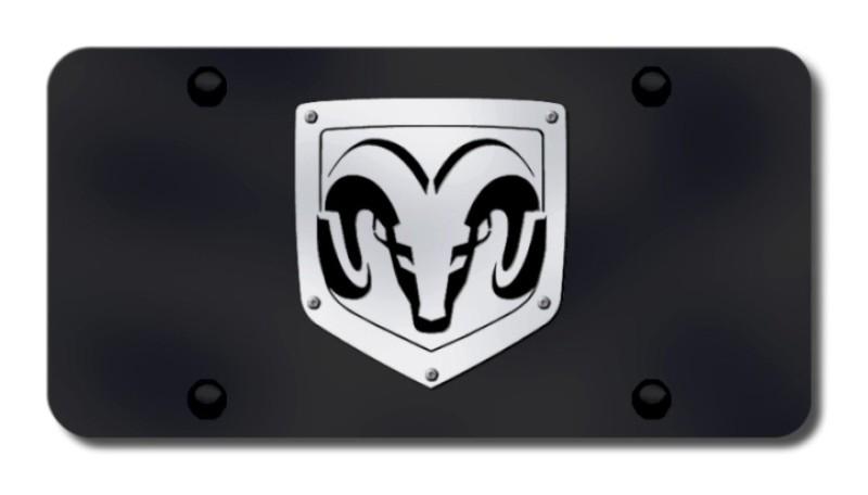 Chrysler ram (laser cut) brushed stainless on black license plate made in usa g