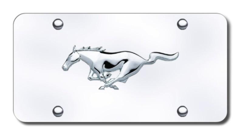 Ford mustang horse chrome on chrome license plate made in usa genuine