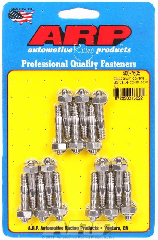 Arp 400-7605 valve cover studs stainless hex cast aluminum covers set of 16