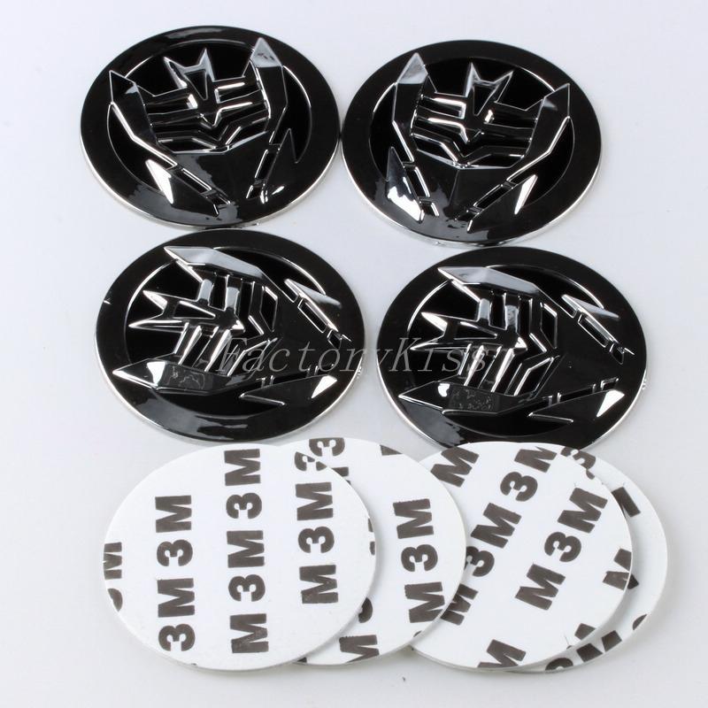 New 4pcs transformer hub cap wheel center emblem sticker decepticon black 