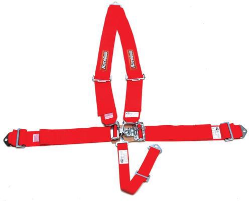 Racequip harness complete latch & link v-type bolt-in floor/roll bar mount red