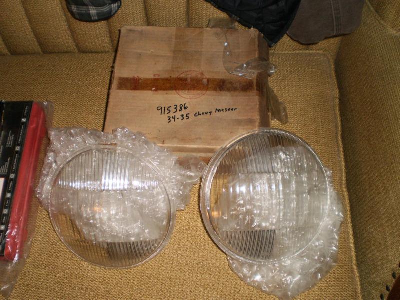 1934 1935 nos new gm chevy master deluxe headlight glass lens oem rare tiltray