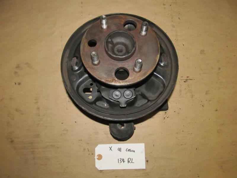 91 90-93 celica st x#134 drum brake spindle knuckle & hub assembly - rear left