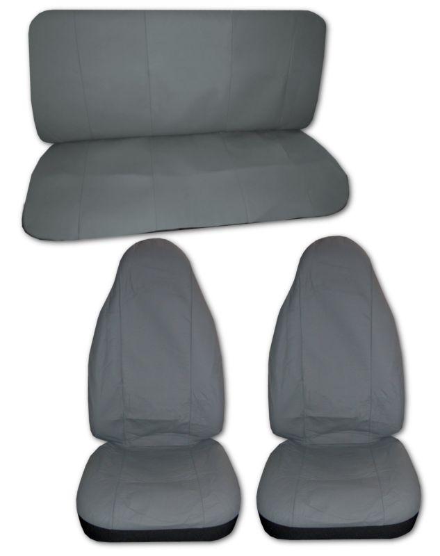 Solid grey lightweight synthetic leather high back car truck seat covers #1