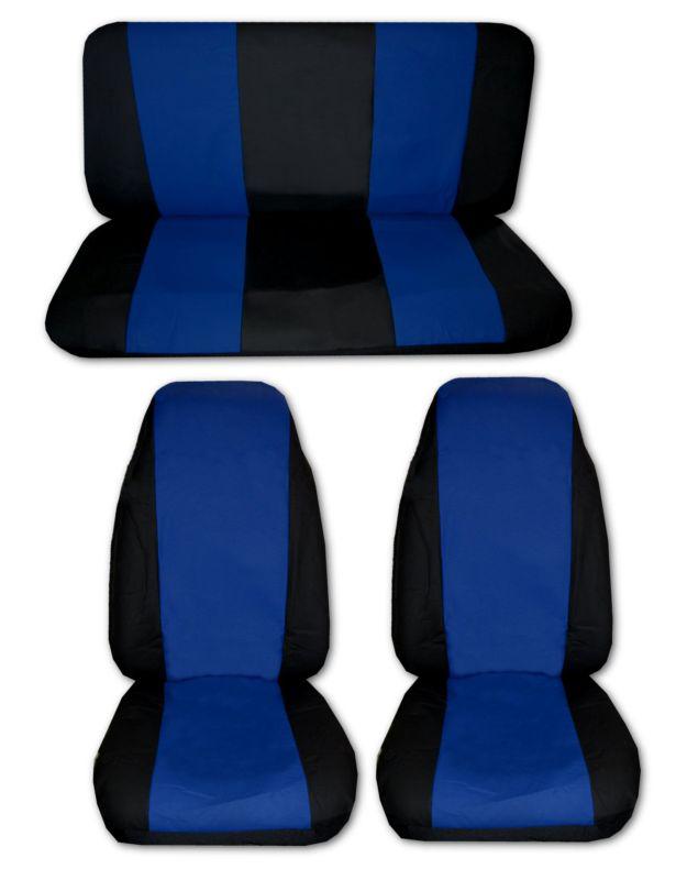 Blue black lightweight synthetic leather high back car truck seat covers #2