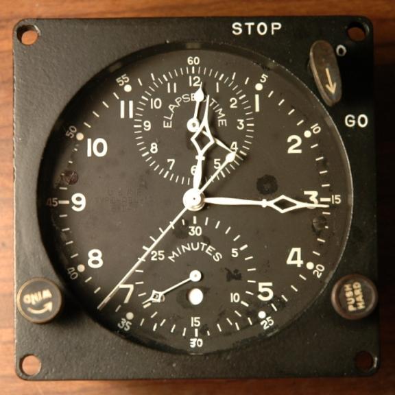 Usaf breitling wakmann abu-1/a 12 hour 3 1/4 inch hack aircraft clock 2 timers